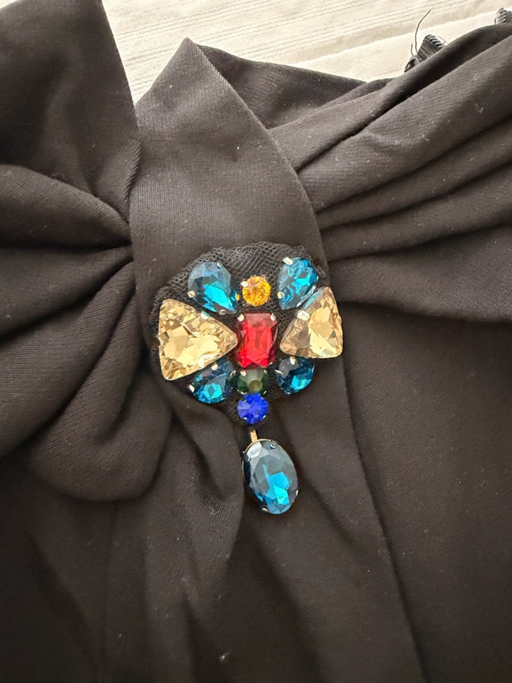 Prada Multicolor Crystal Brooch with Blue, Red, Gold and Amber Stones